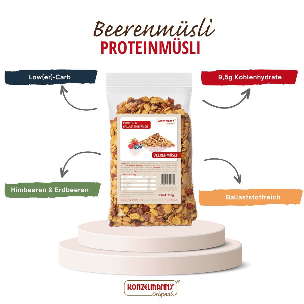 Konzelmanns Lower Carb Muesli mit Beeren 300g