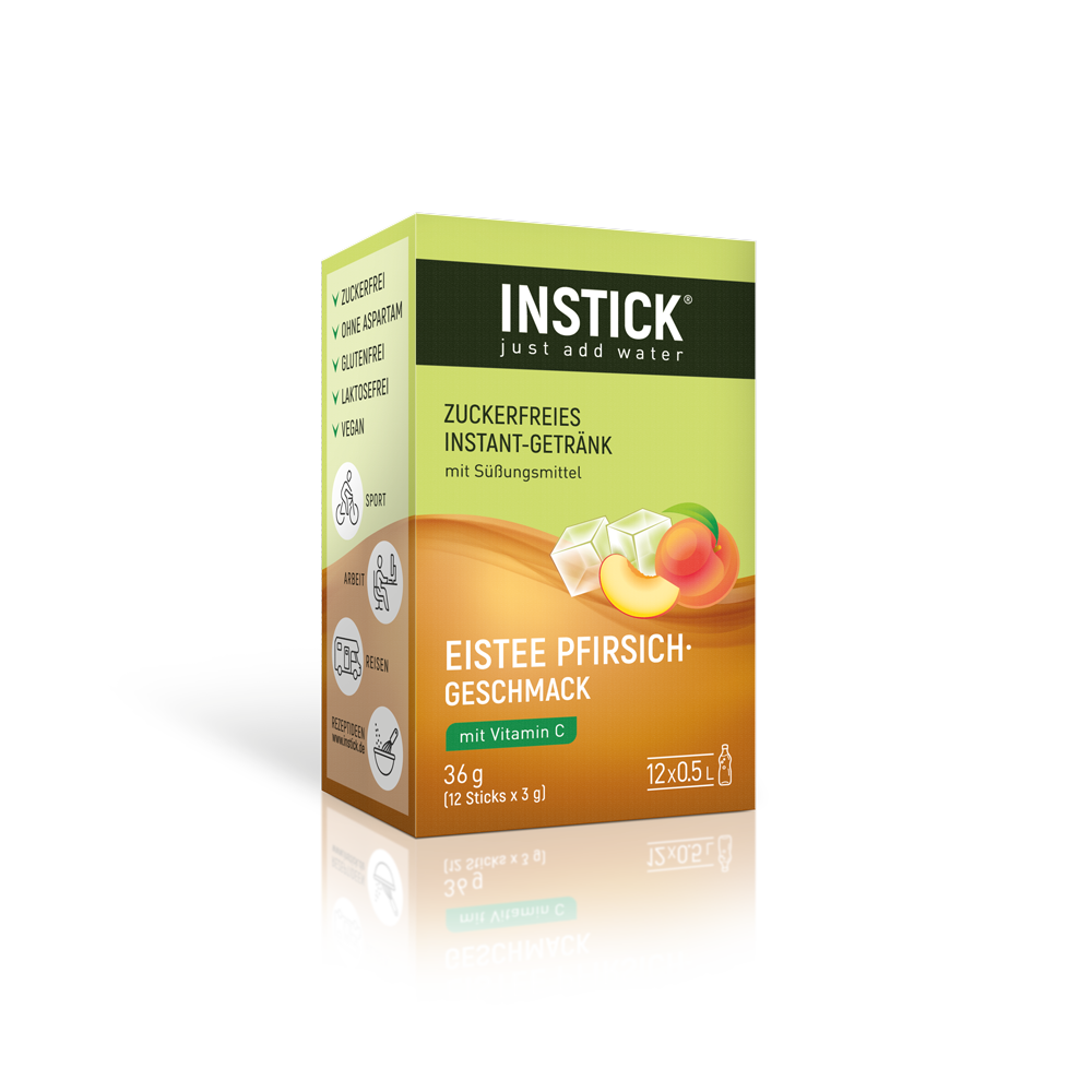 INSTICK - Eisteepulver ohne Zucker - 12 x 3g Sticks